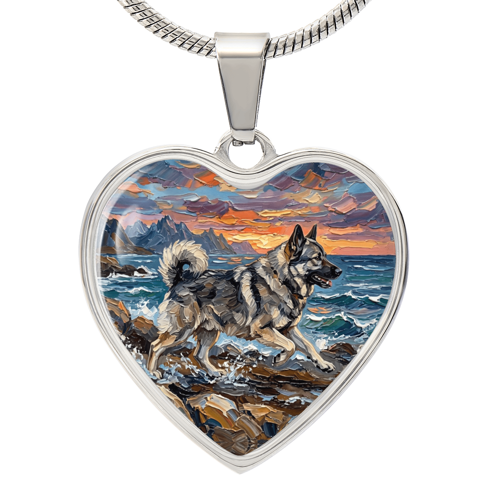 Beach Day - Norwegian Elkhound Heart Necklace