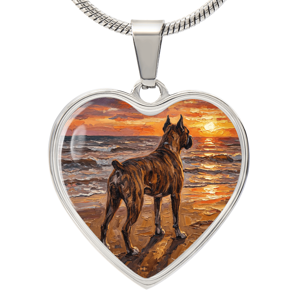 beach day - Brindle Boxer Heart Necklace