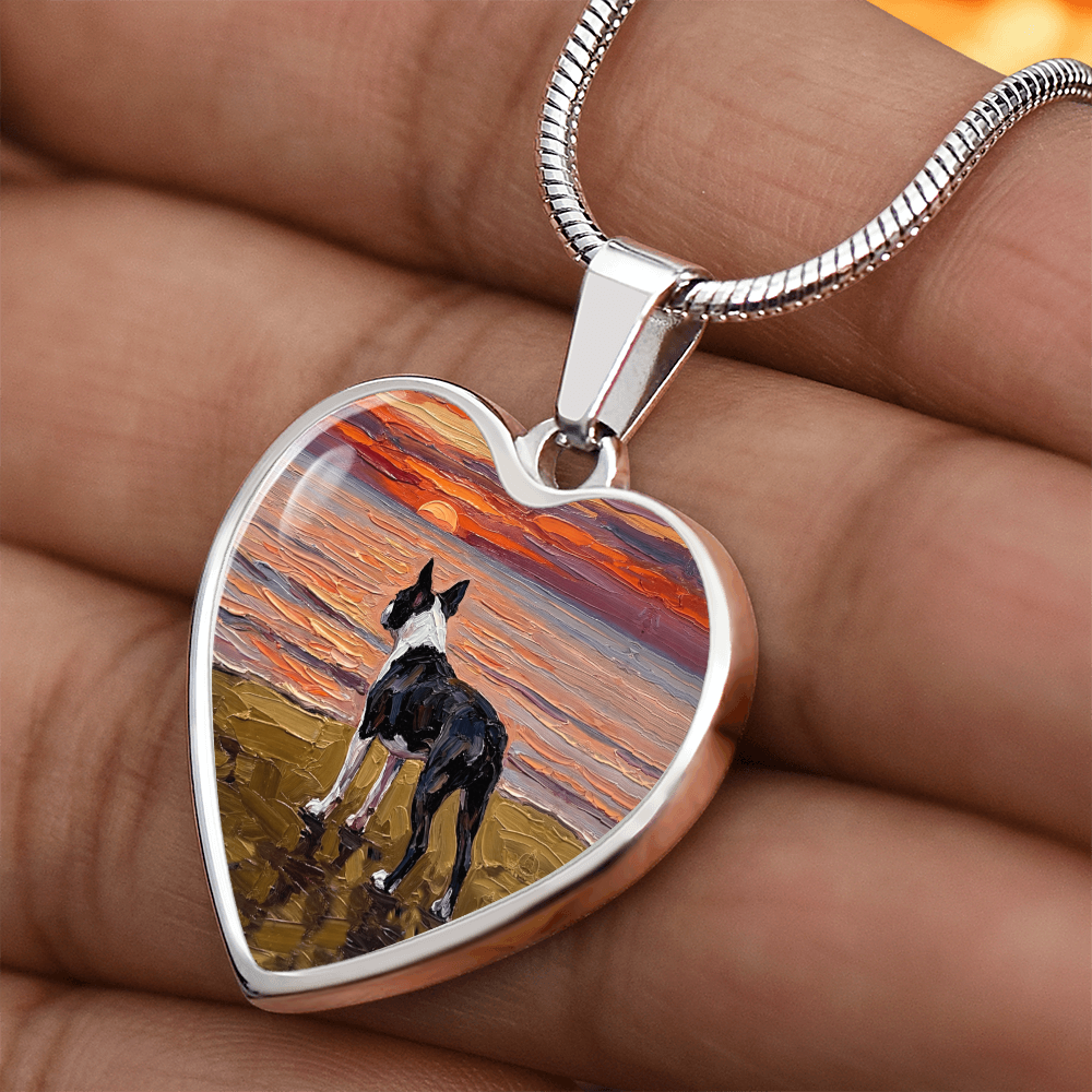 Beach Night - Boston Terrier Heart Necklace
