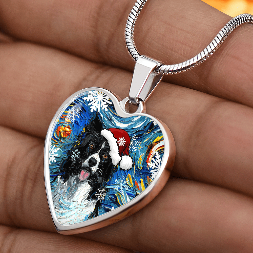 Border Collie Christmas Necklace