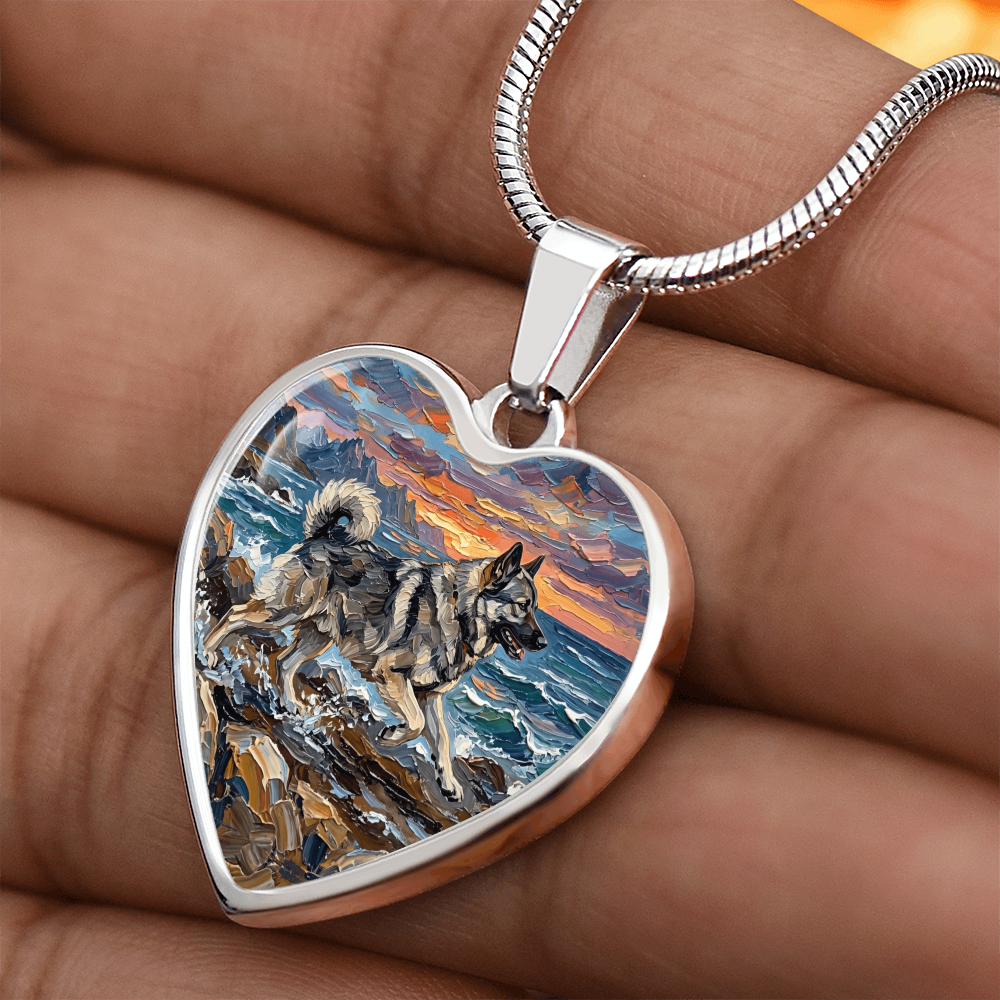Beach Day - Norwegian Elkhound Heart Necklace