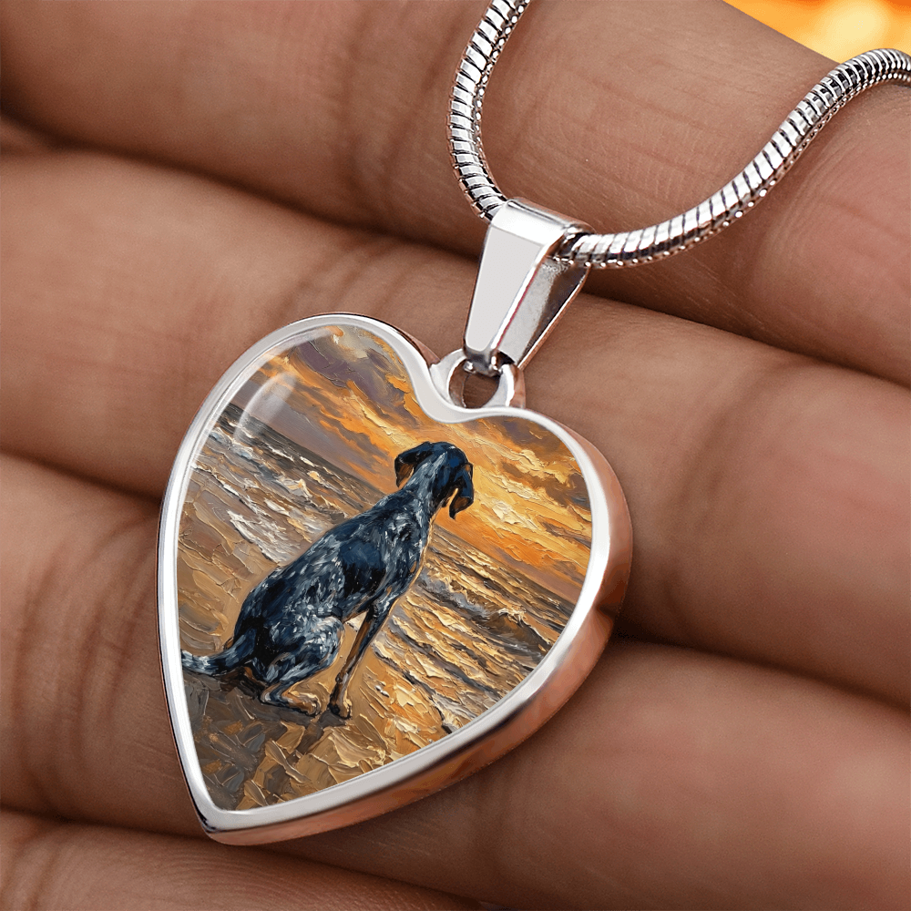 Beach Days - Blue Tick Coonhound Heart Necklace