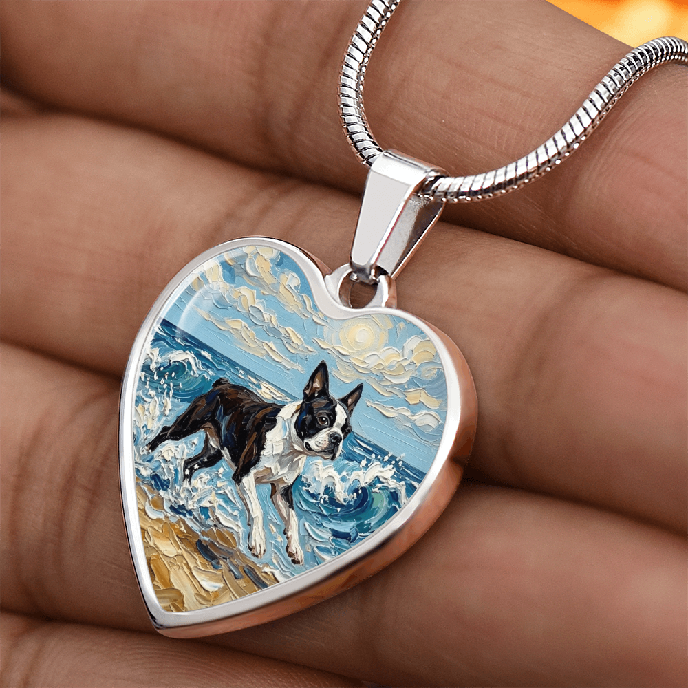 Beach Days - Boston Terrier Heart Necklace