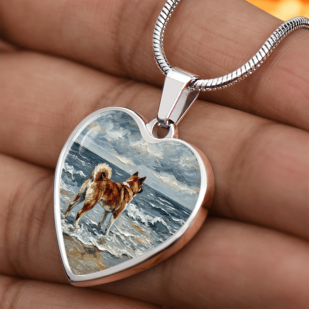 Beach Day - Akita Heart Necklace