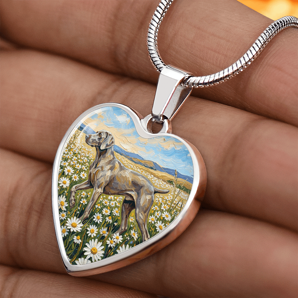 Amongst The Flowers - Weimaraner Heart Necklace