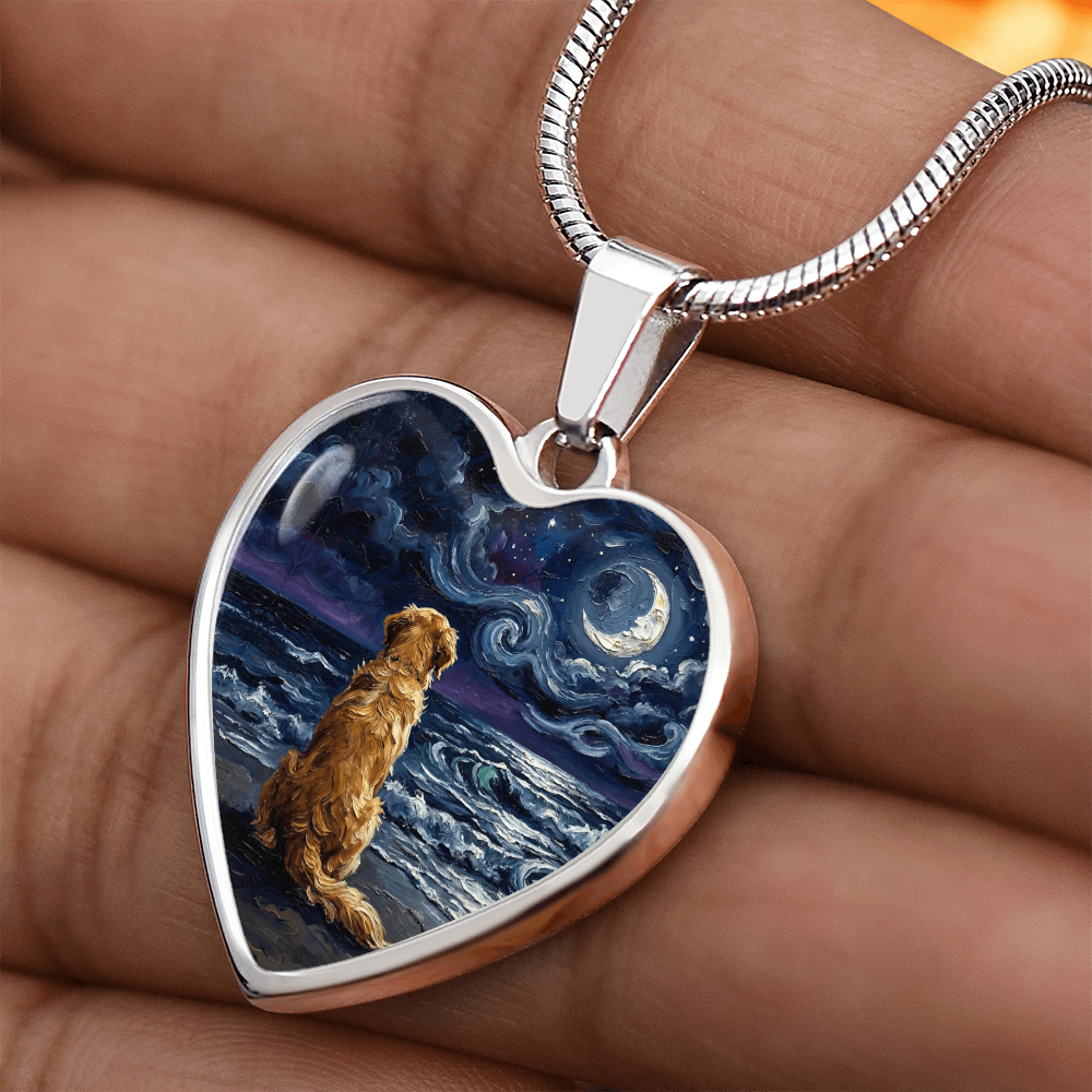 Beach Night - Golden Retriever Heart Necklace