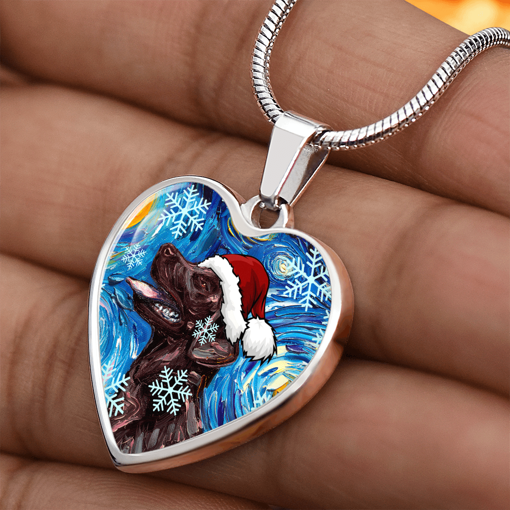 Chocolate Labrador Christmas Necklace