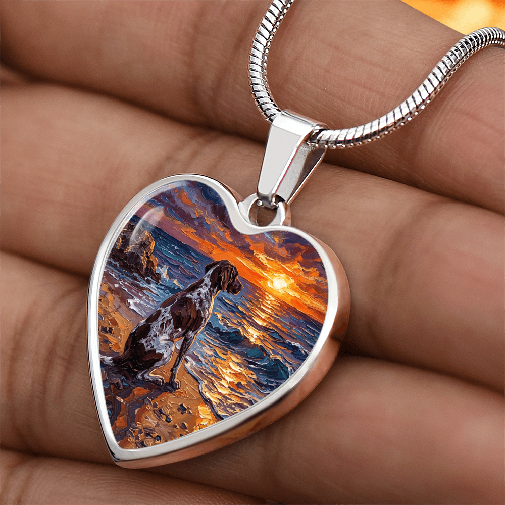 Beach Day - German Pointer Heart Necklace