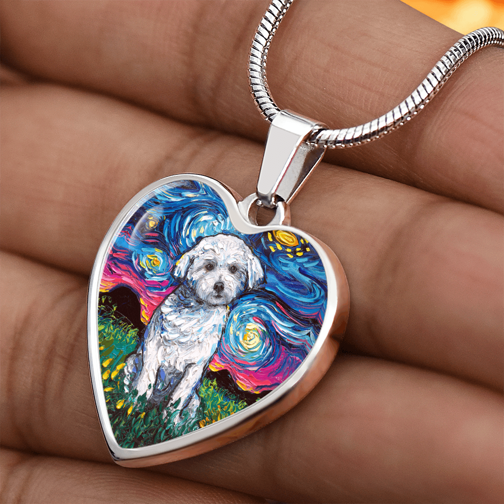 Maltese Starry Night Heart Bangle Bracelet