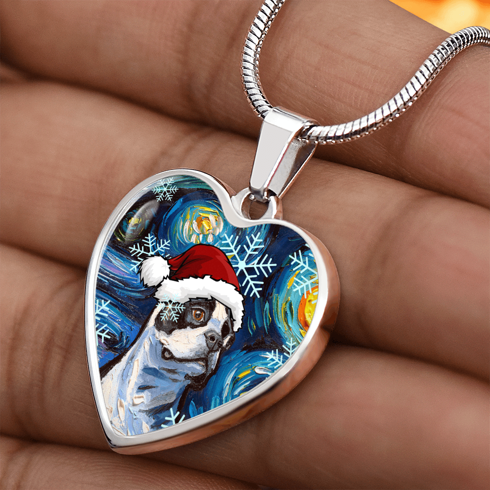 Boston Terrier Christmas Heart Necklace