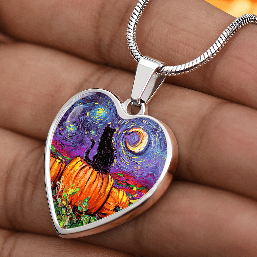 Starry Hallow's Eve Starry Night Heart Necklace