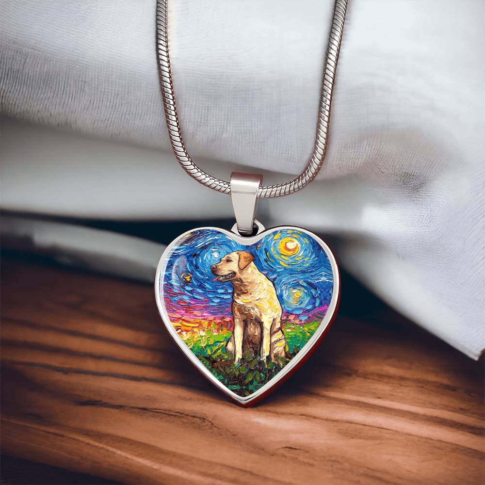 Yellow Labrador Starry Night Heart Bangle Bracelet