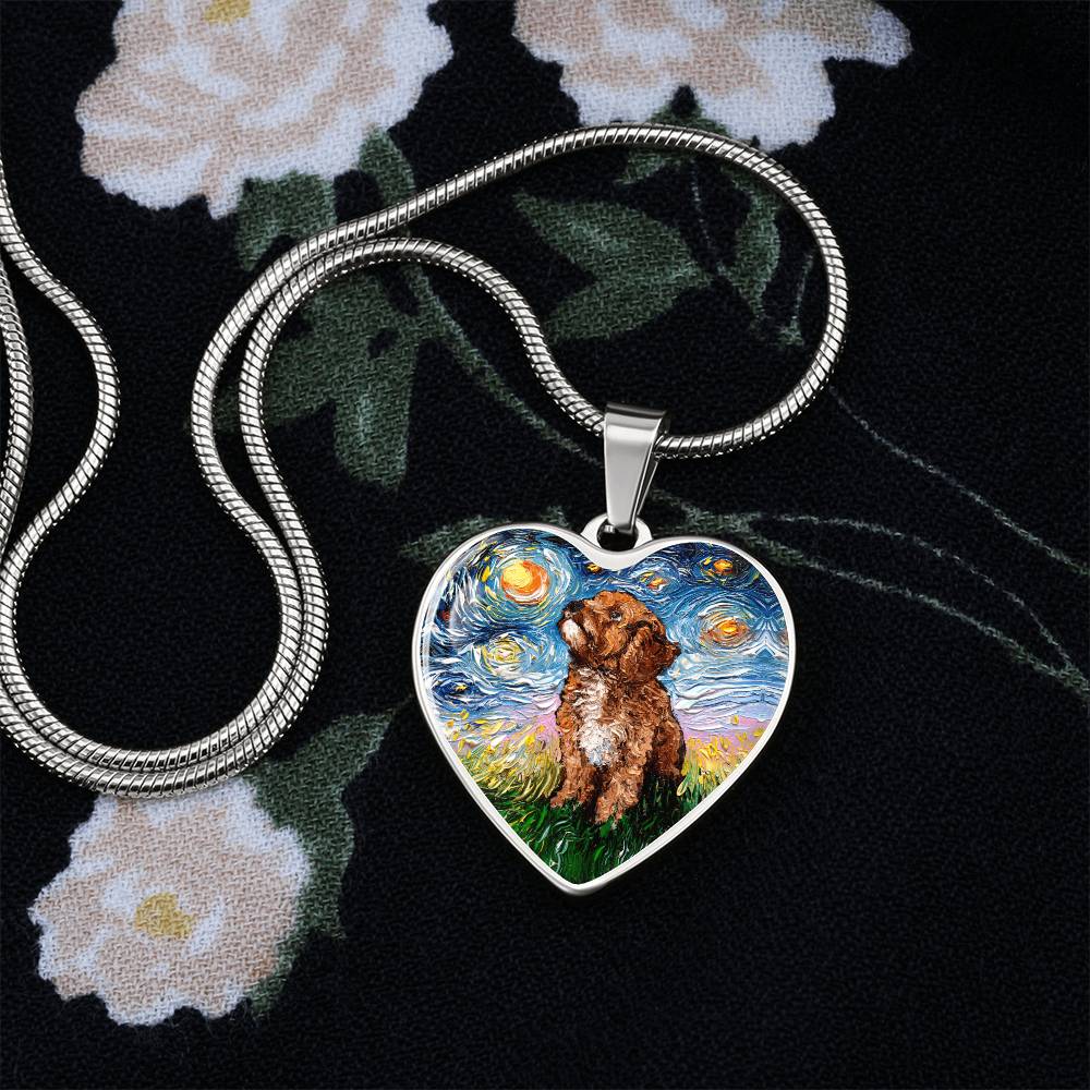 Cavapoo Starry Night Heart Necklace