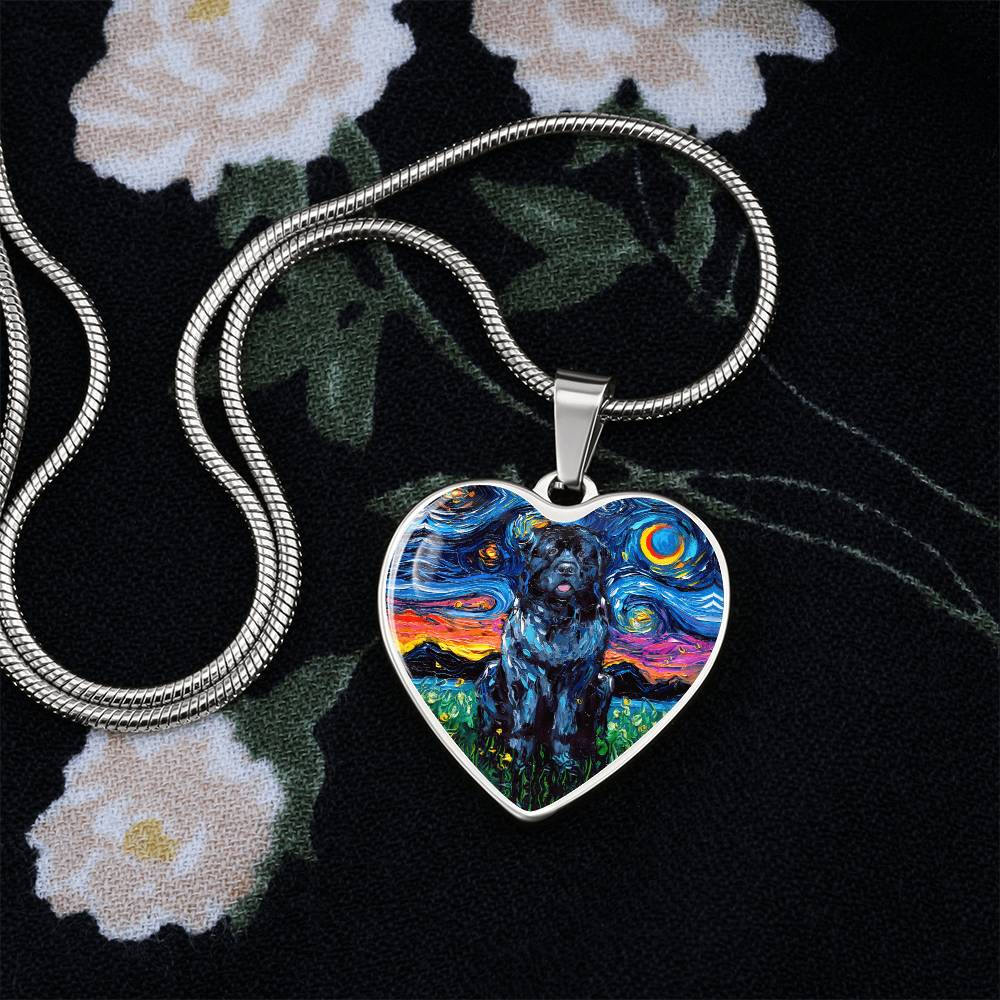 Newfoundland Starry Night Heart Necklace