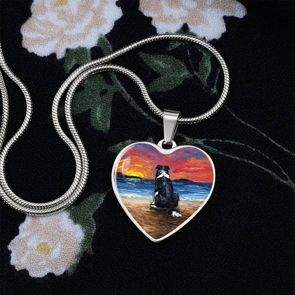 Beach Days - Border Collie Heart Necklace