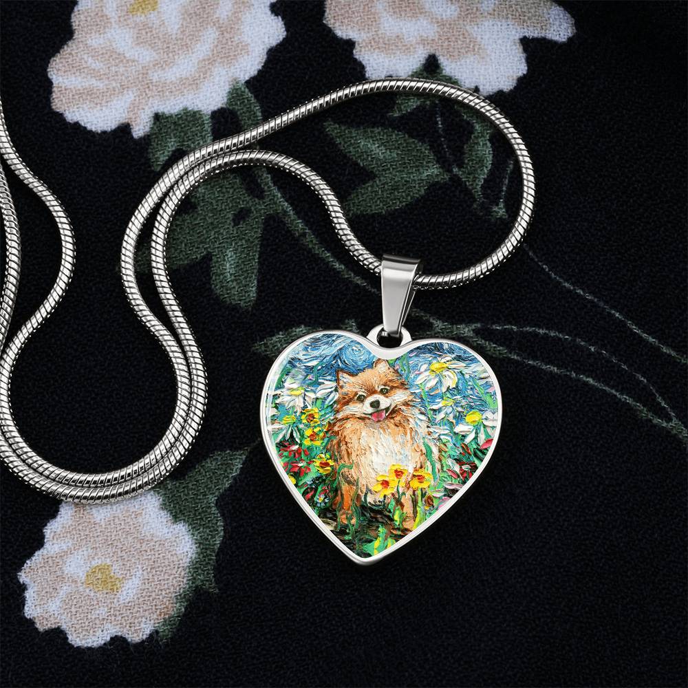 Happy Pomeranian Heart Necklace