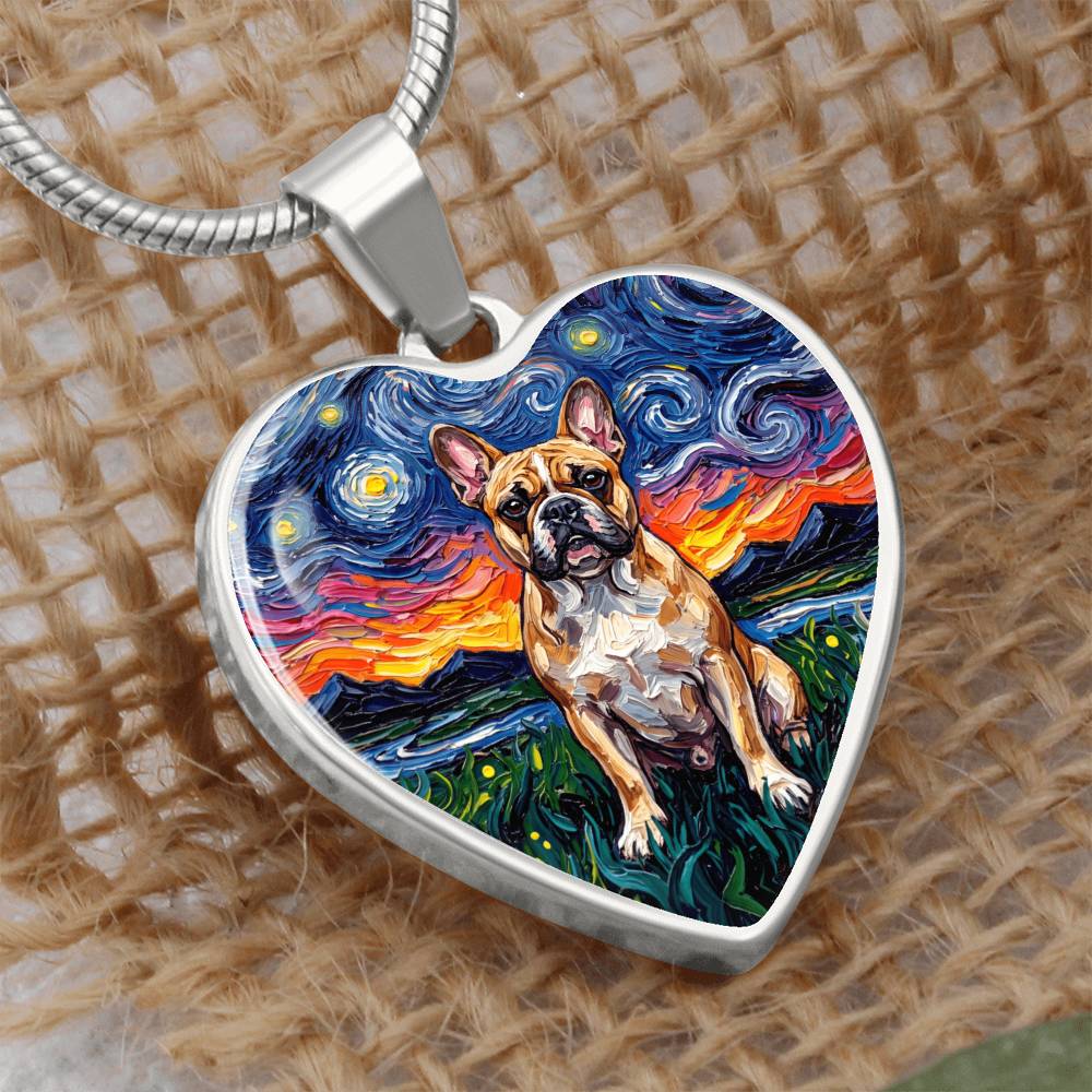 Frenchie Night Heart Necklace