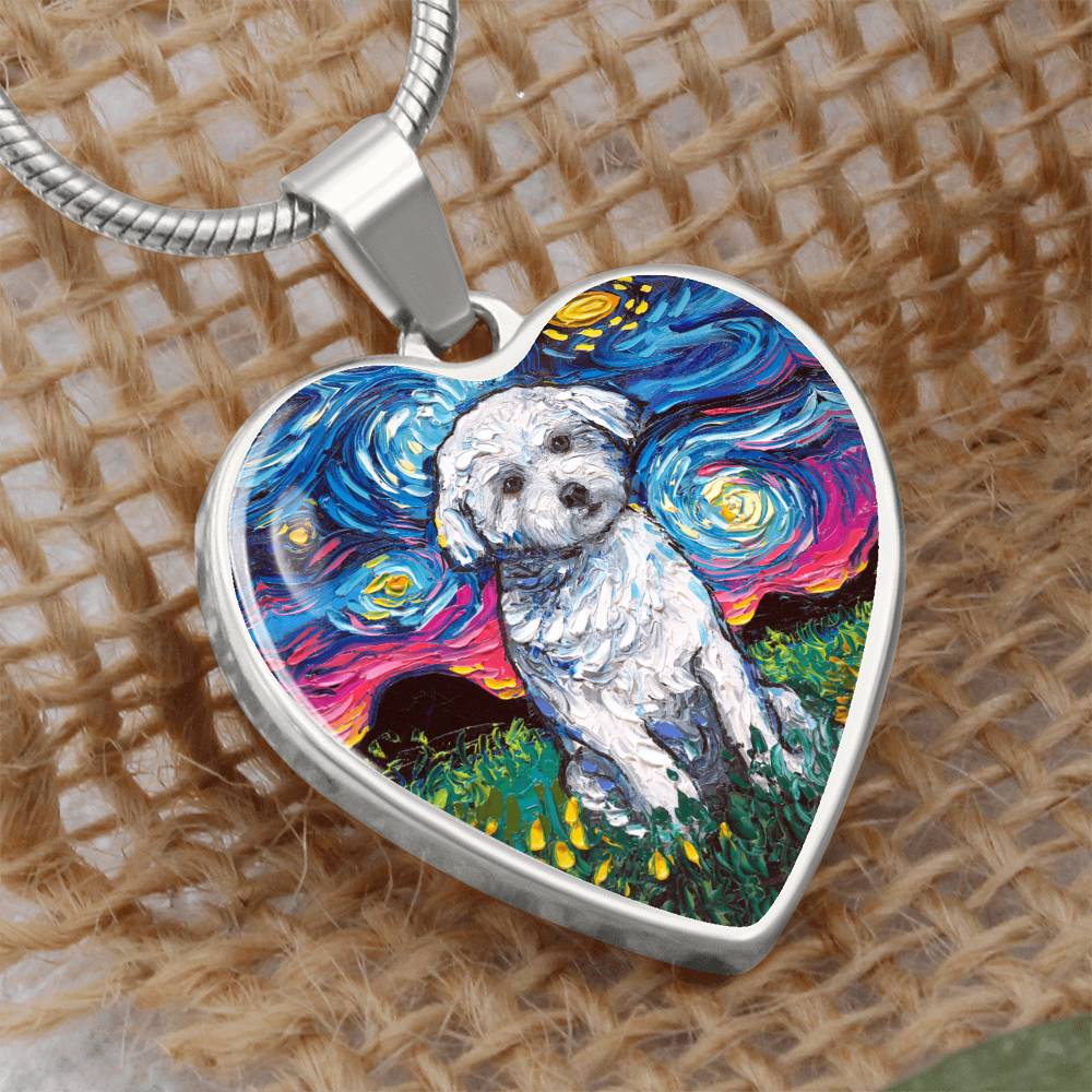 Maltese Starry Night Heart Bangle Bracelet