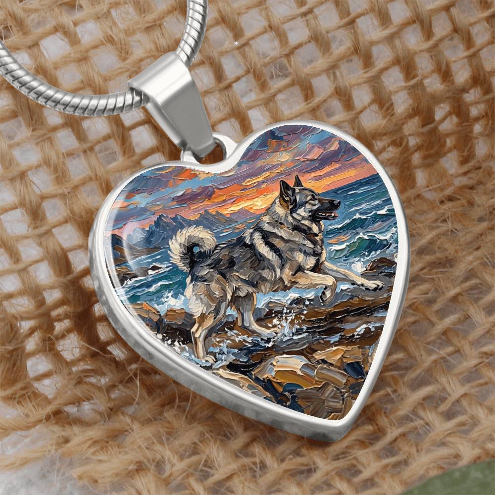 Beach Day - Norwegian Elkhound Heart Necklace