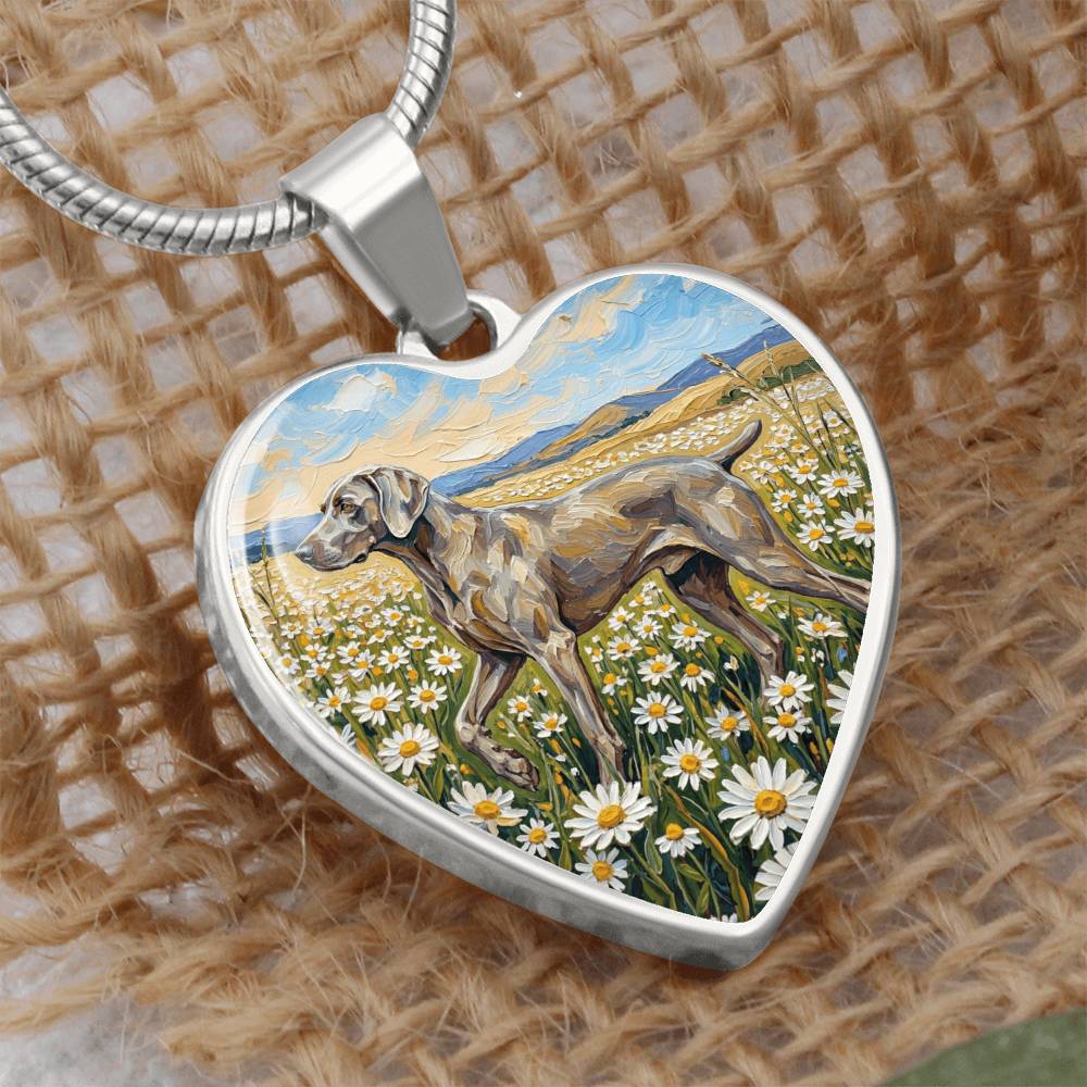 Amongst The Flowers - Weimaraner Heart Necklace