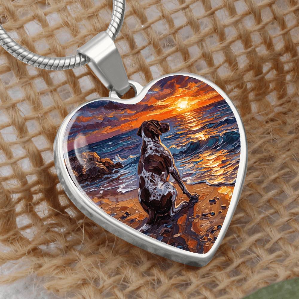 Beach Day - German Pointer Heart Necklace