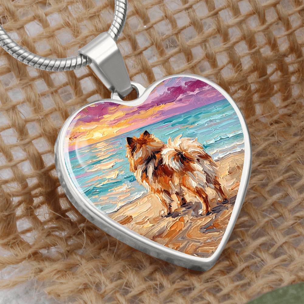Summer Sunset - Pomeranian Heart Necklace