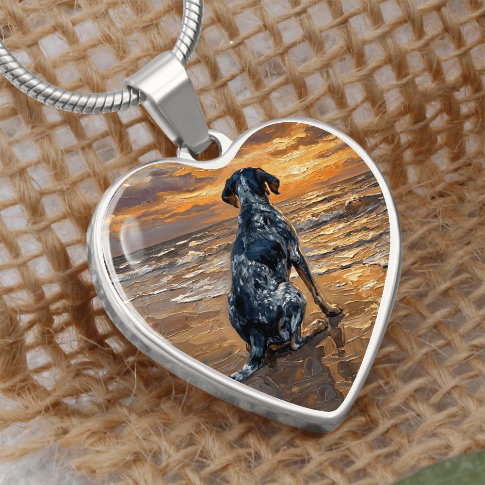 Beach Days - Blue Tick Coonhound Heart Necklace