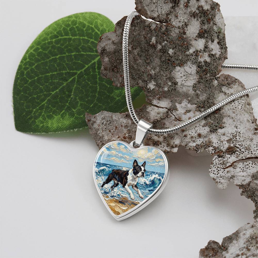 Beach Days - Boston Terrier Heart Necklace