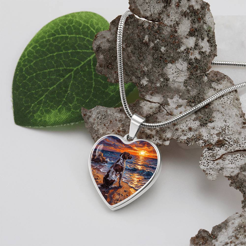 Beach Day - German Pointer Heart Necklace