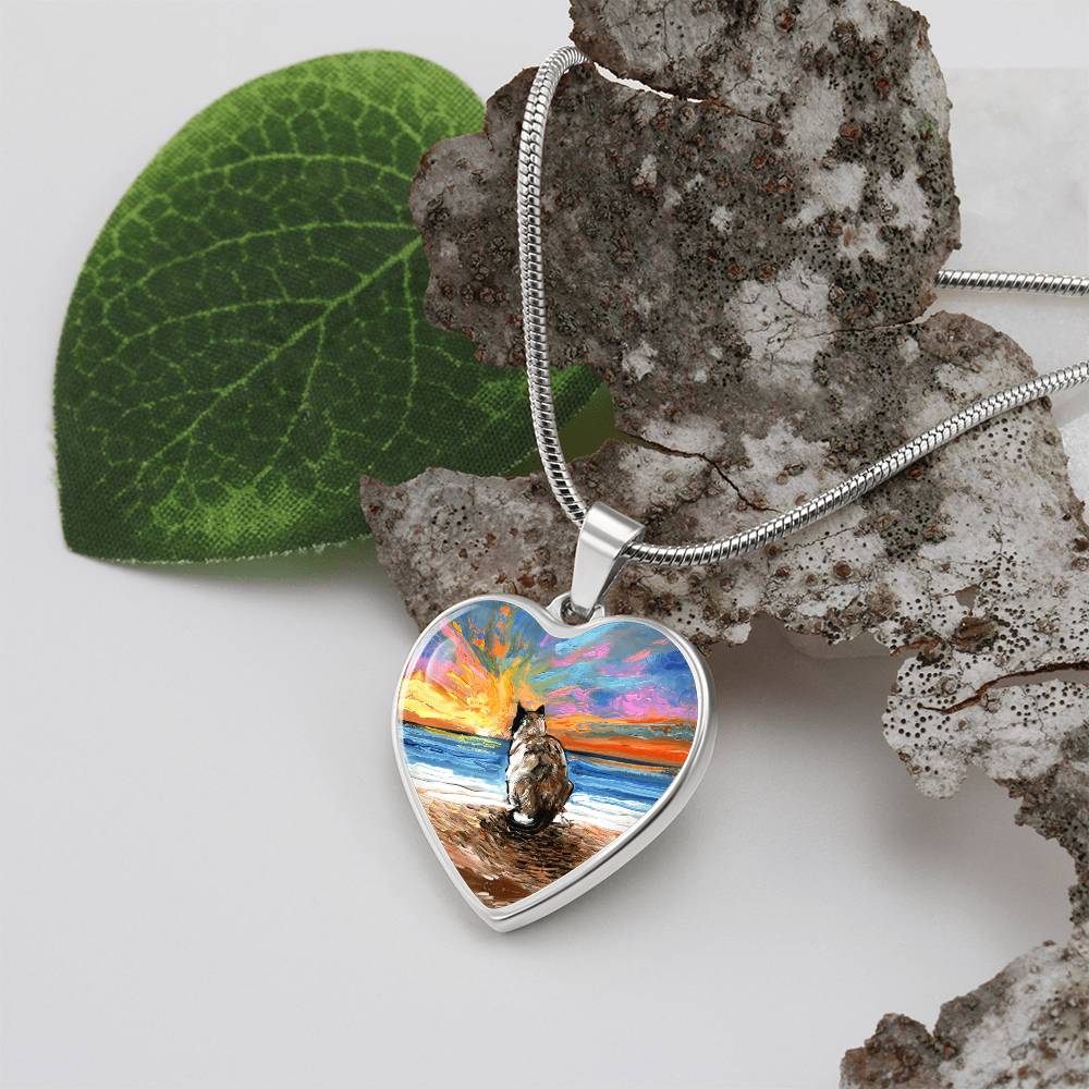 Beach Days - Snowshoe Cat Heart Necklace