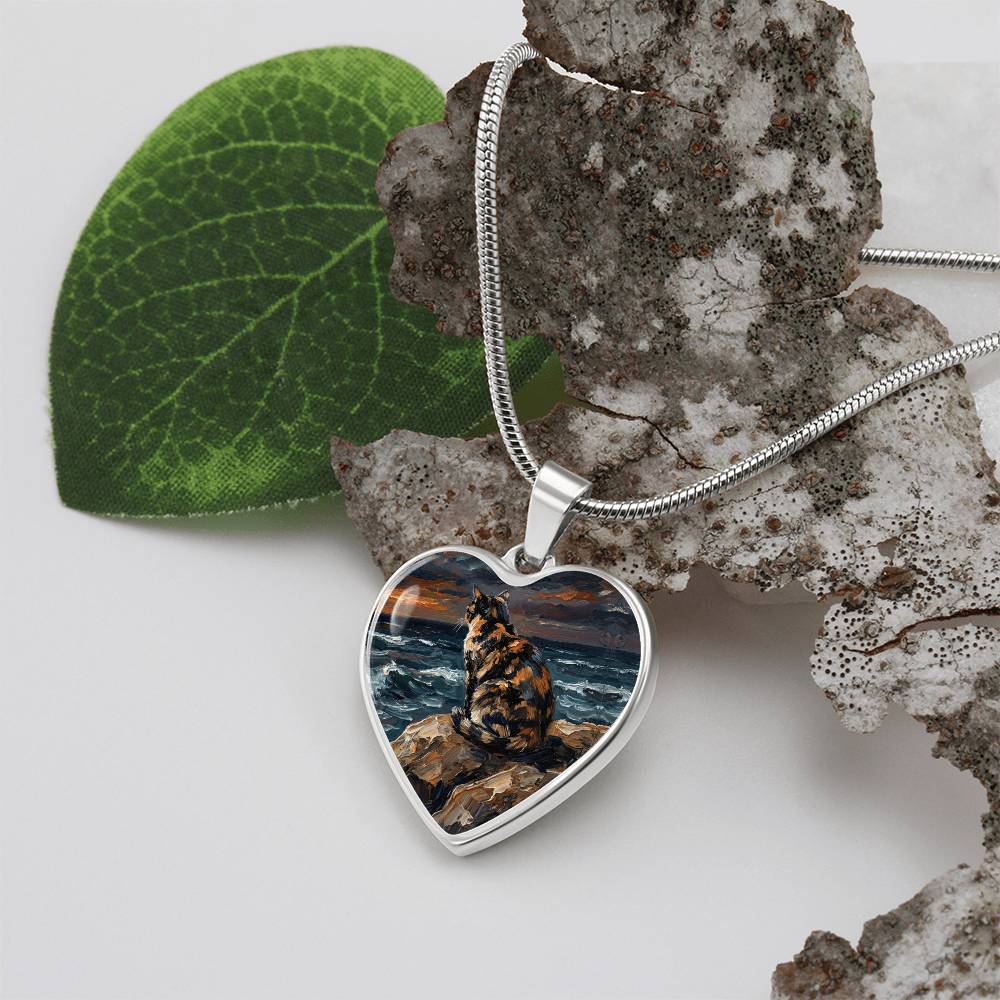 Beach Night - Tortie Heart Necklace