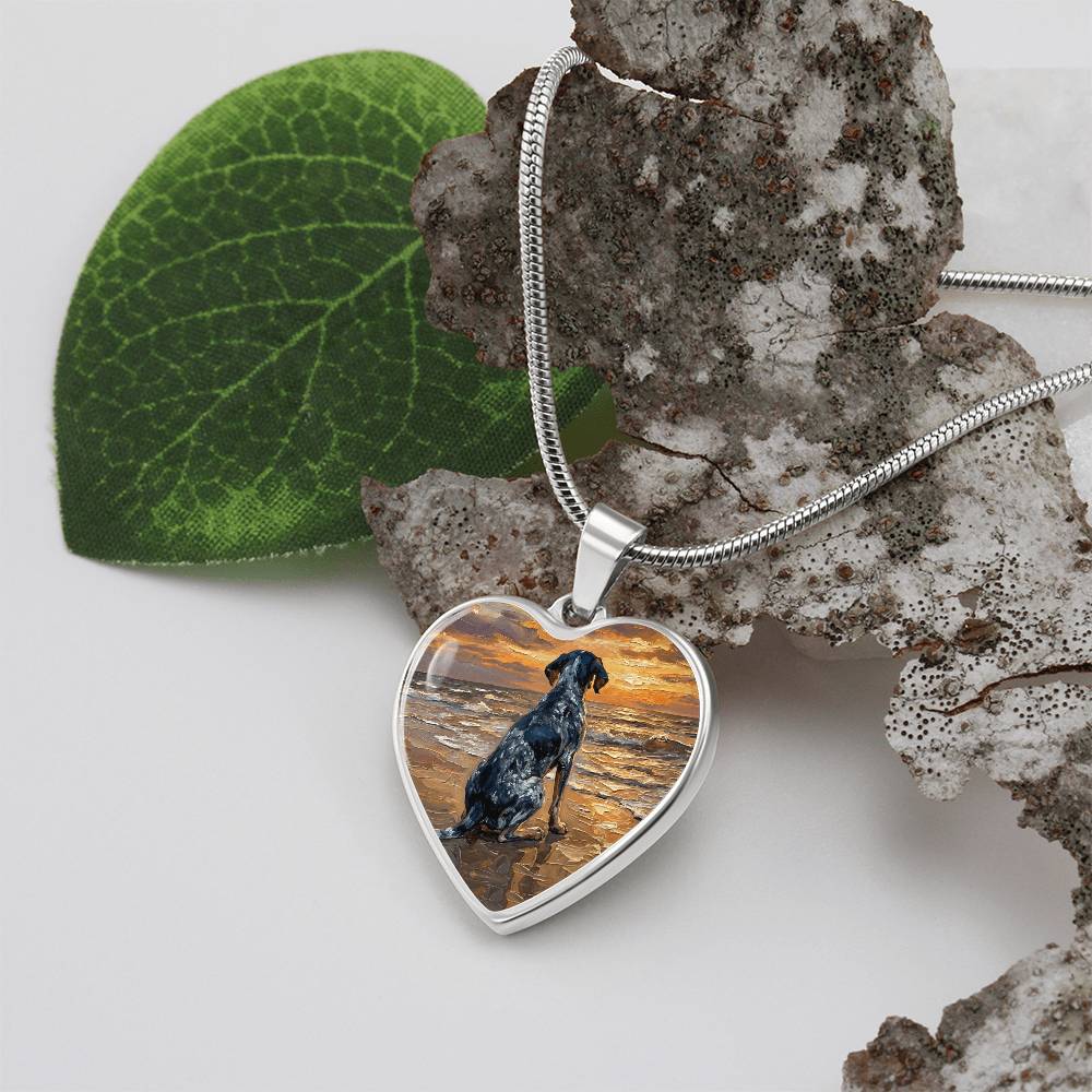 Beach Days - Blue Tick Coonhound Heart Necklace