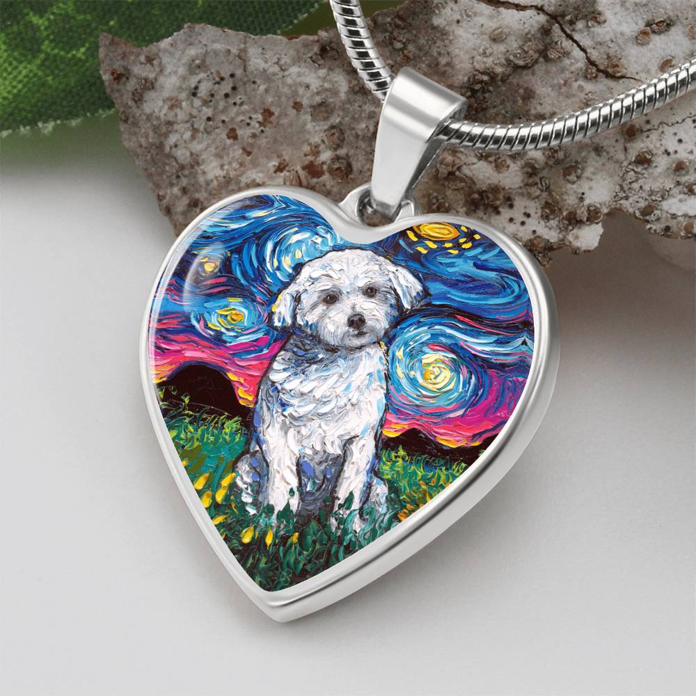 Maltese Starry Night Heart Bangle Bracelet