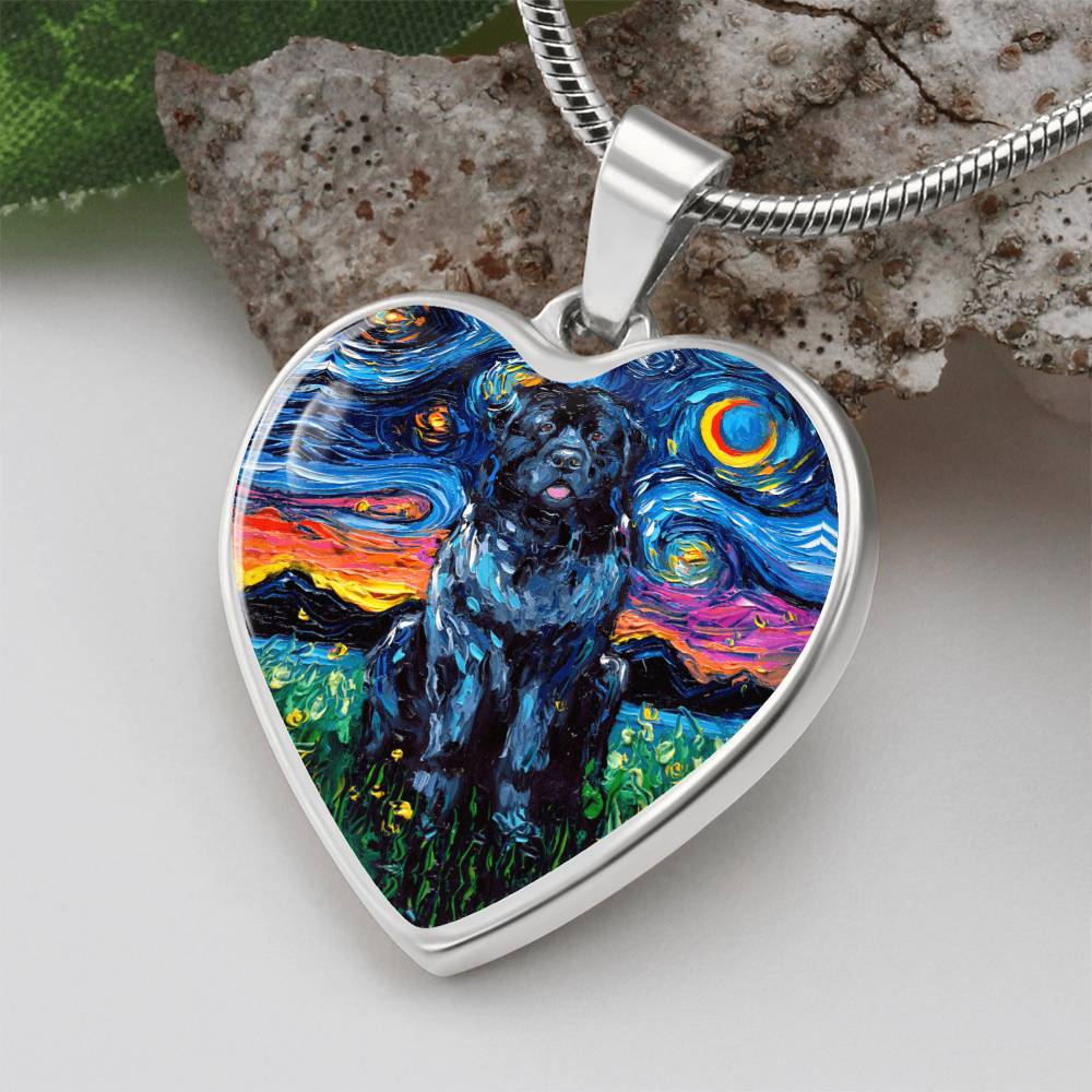 Newfoundland Starry Night Heart Necklace