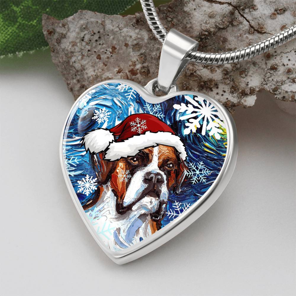 Boxer Christmas Heart Necklace