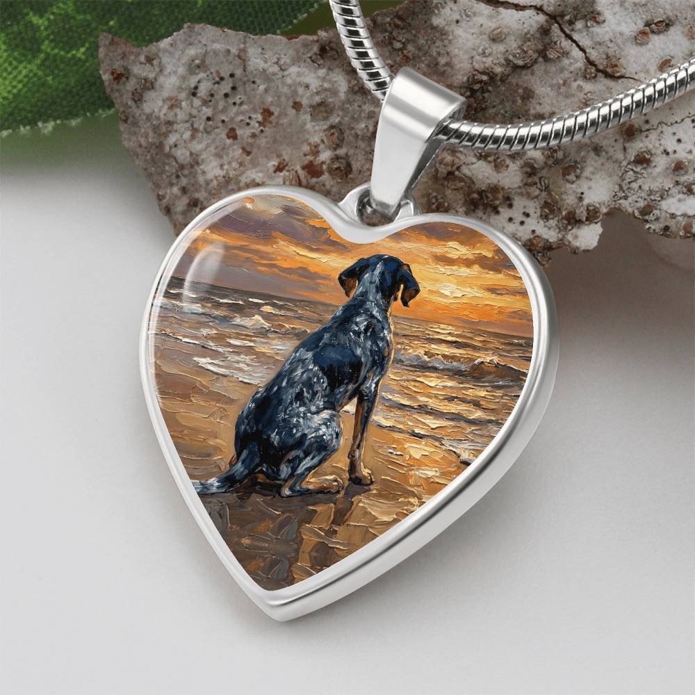 Beach Days - Blue Tick Coonhound Heart Necklace