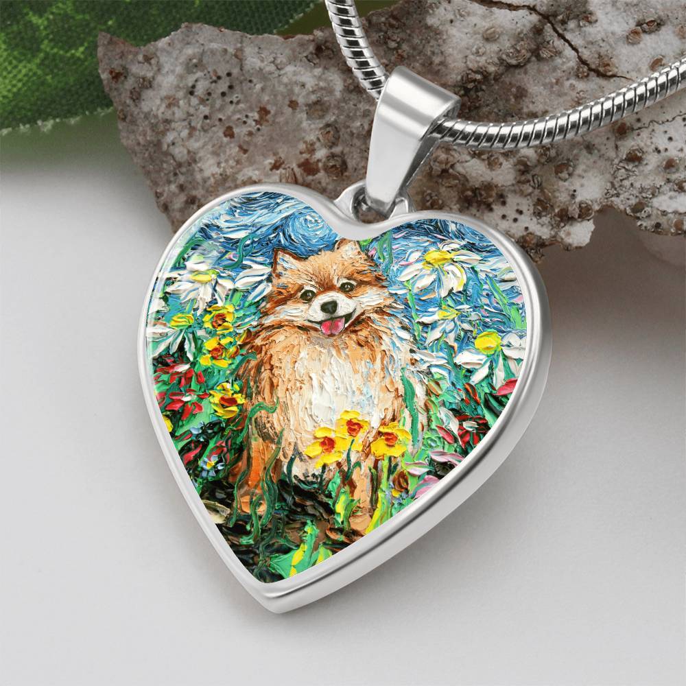 Happy Pomeranian Heart Necklace