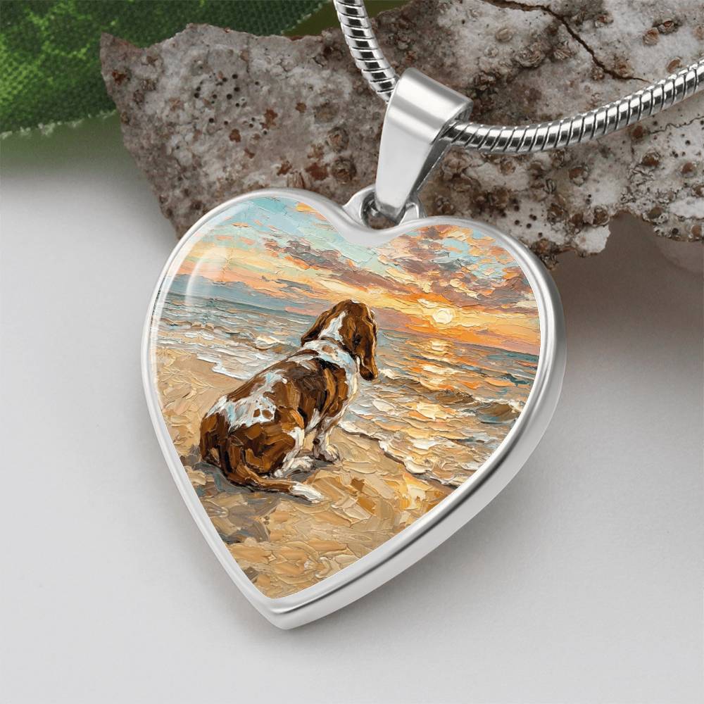 Beach Days - Basset Hound Heart Necklace
