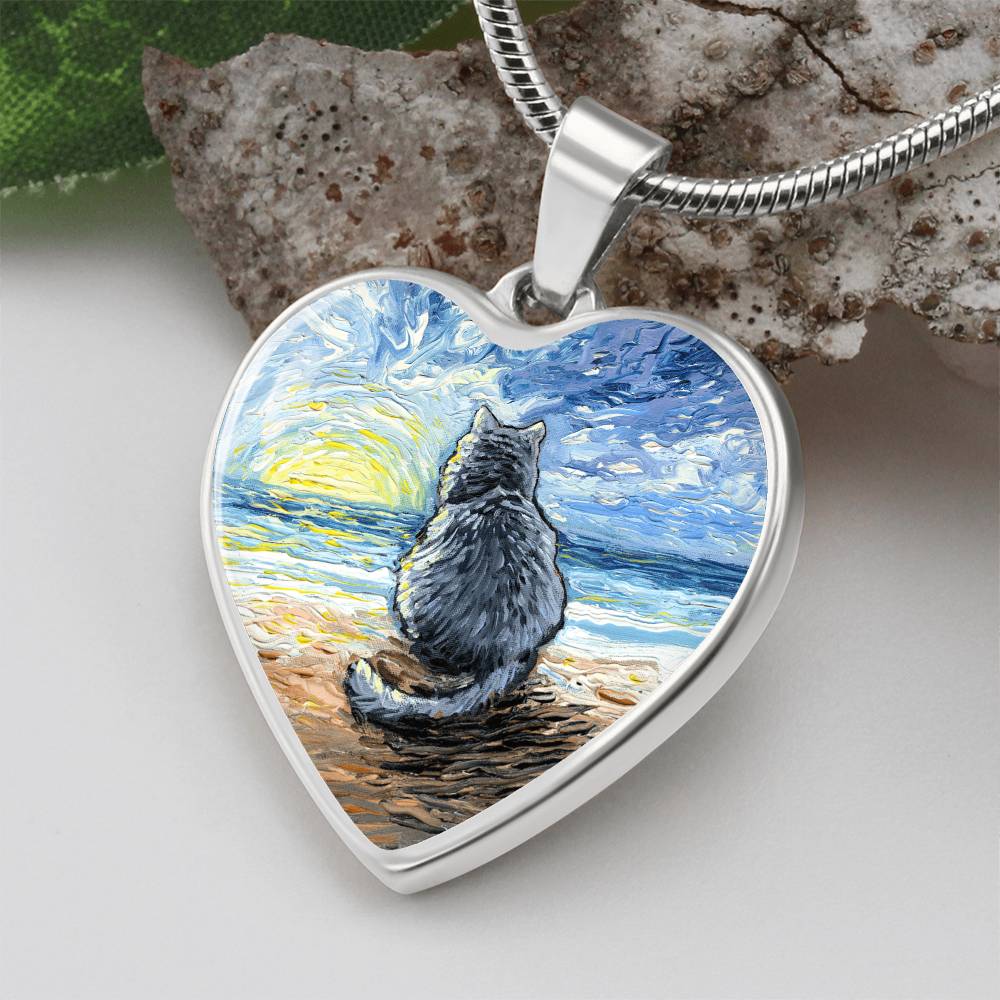 Beach Days - Nebelung Cat Heart Necklace