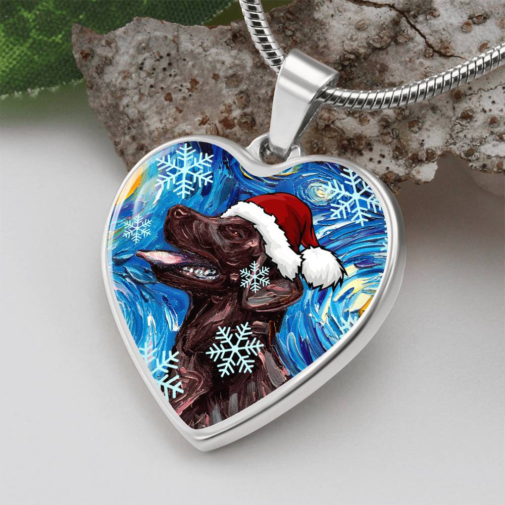 Chocolate Labrador Christmas Necklace
