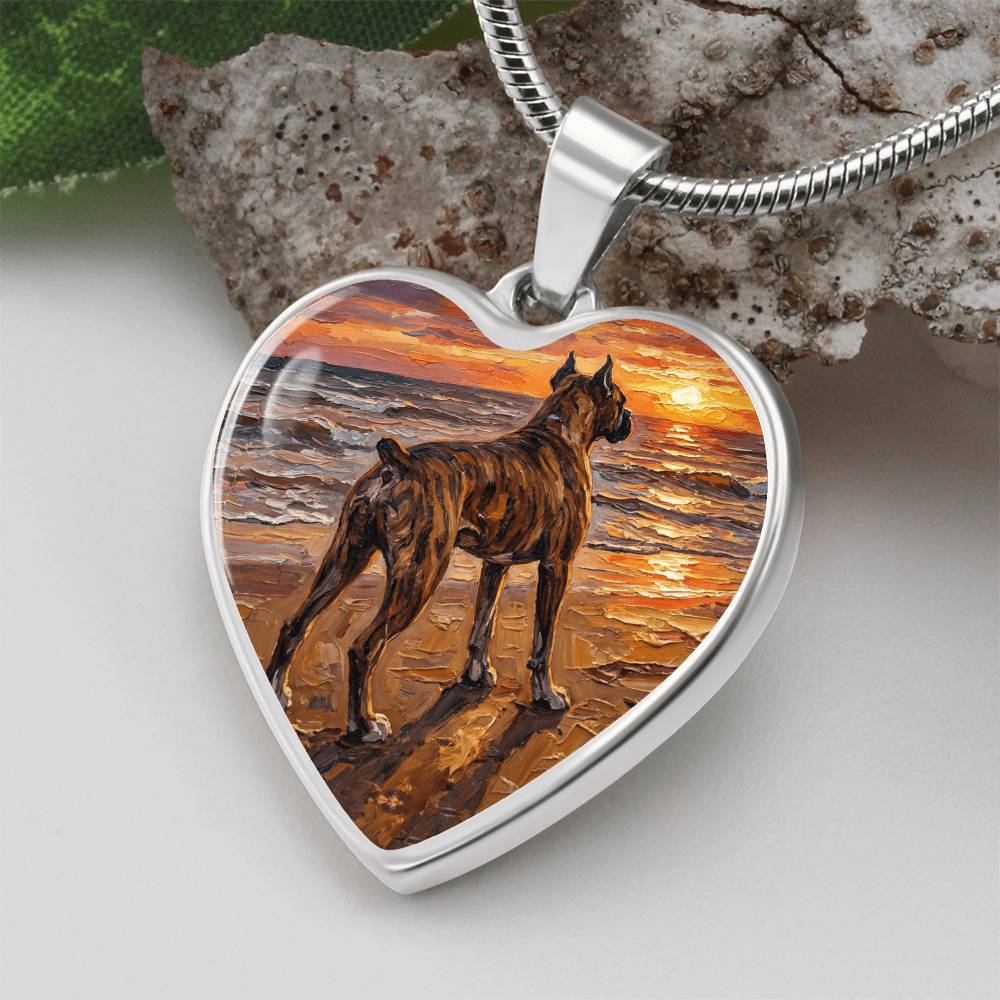 beach day - Brindle Boxer Heart Necklace