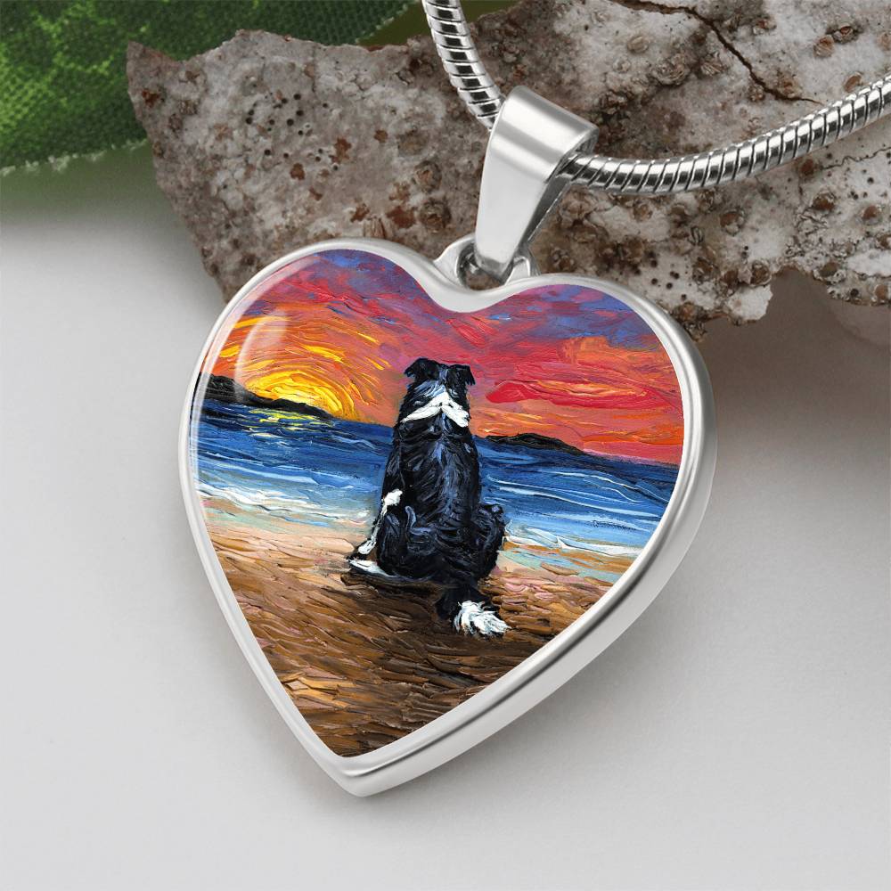 Beach Days - Border Collie Heart Necklace