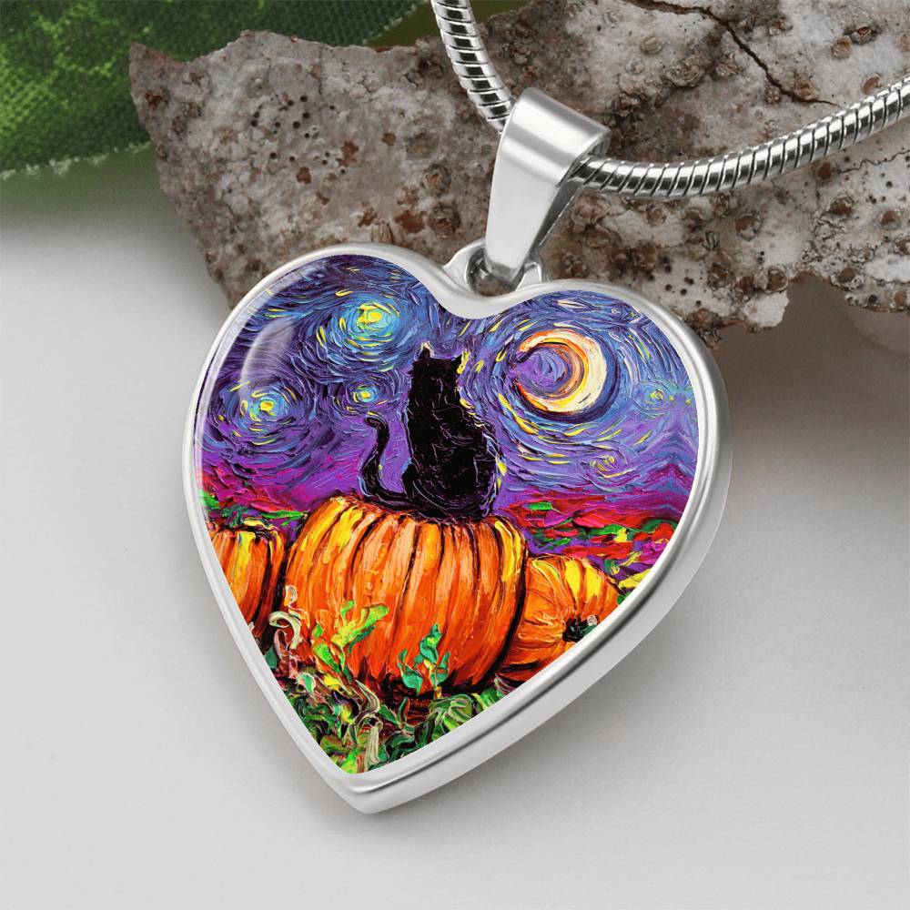 Starry Hallow's Eve Starry Night Heart Necklace