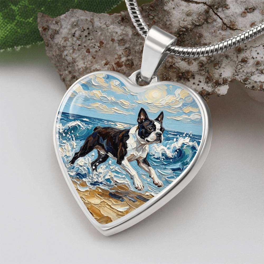 Beach Days - Boston Terrier Heart Necklace