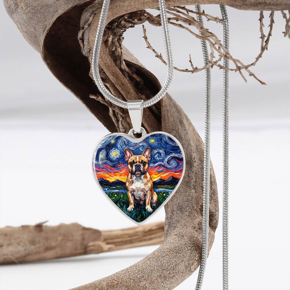 Frenchie Night Heart Necklace