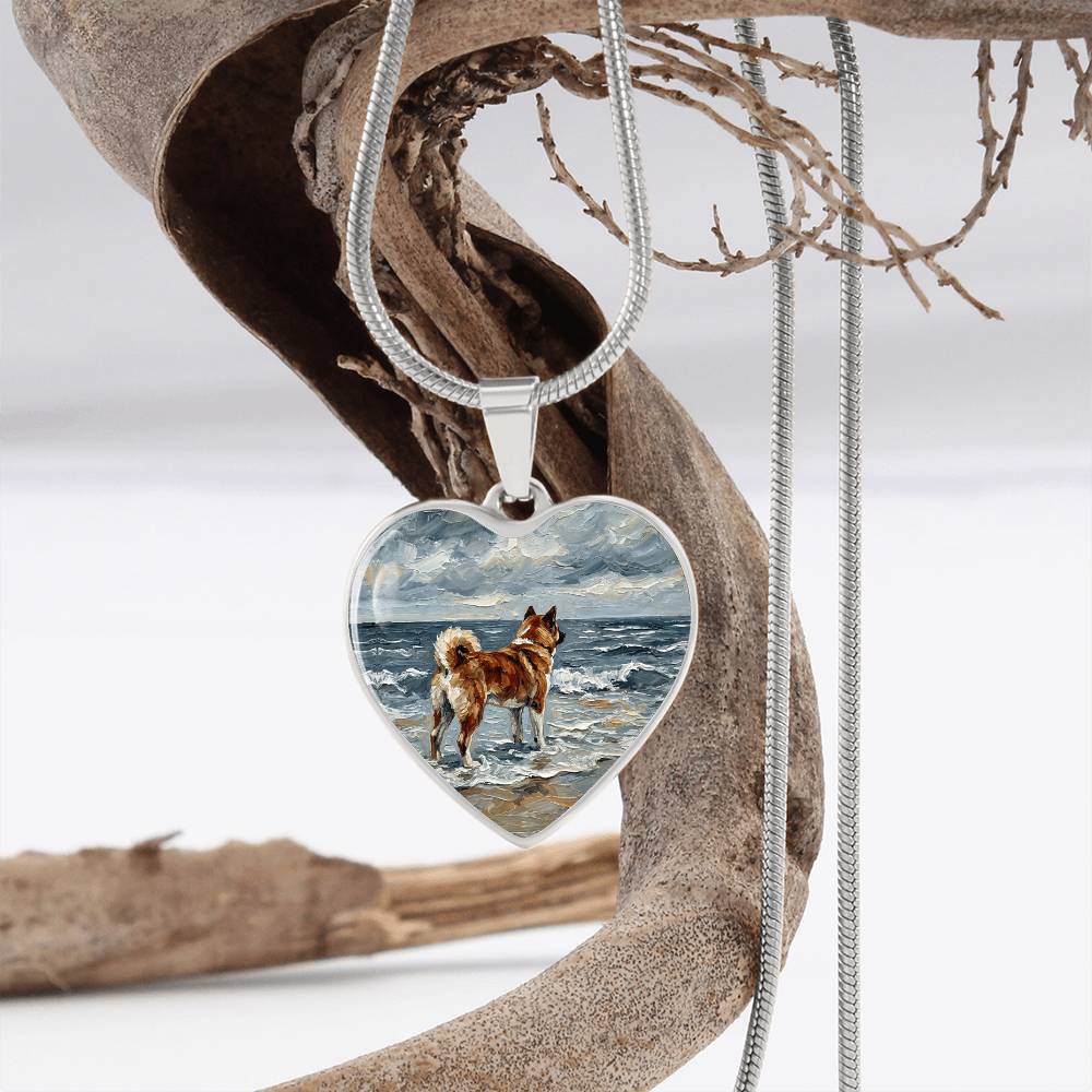 Beach Day - Akita Heart Necklace