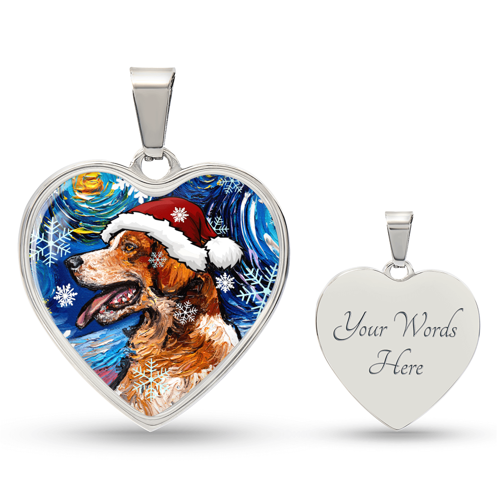 Brittany Spaniel Christmas Heart Necklace