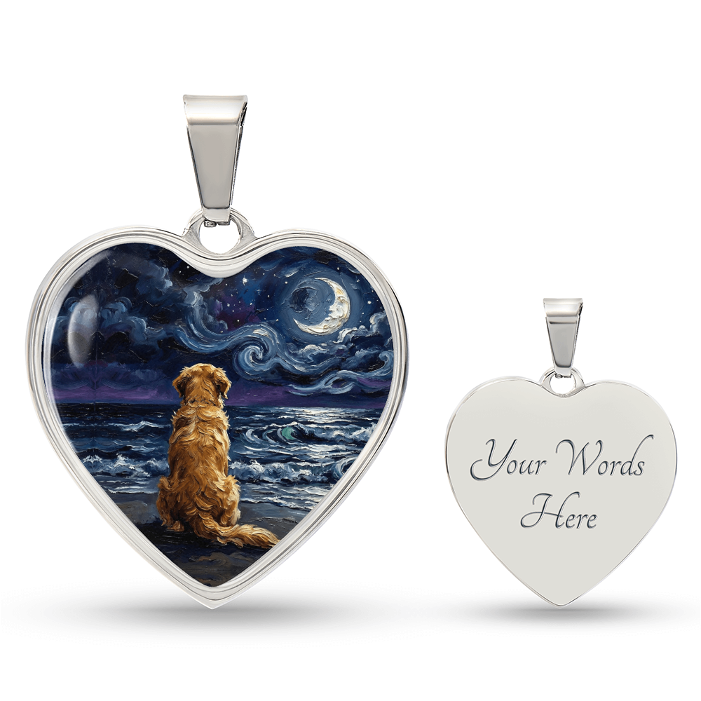 Beach Night - Golden Retriever Heart Necklace