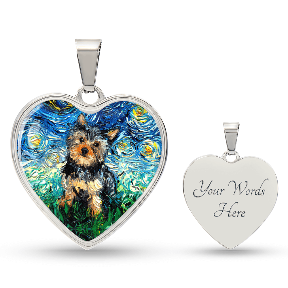 Yorkshire Terrier Starry Night Heart Necklace