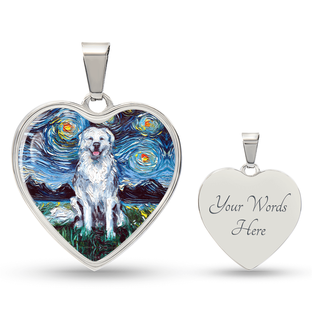 Great Pyrenees Starry Night Heart Necklace